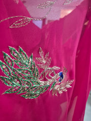 Royal Pink Georgette Saree with Exquisite Aari Taari Work