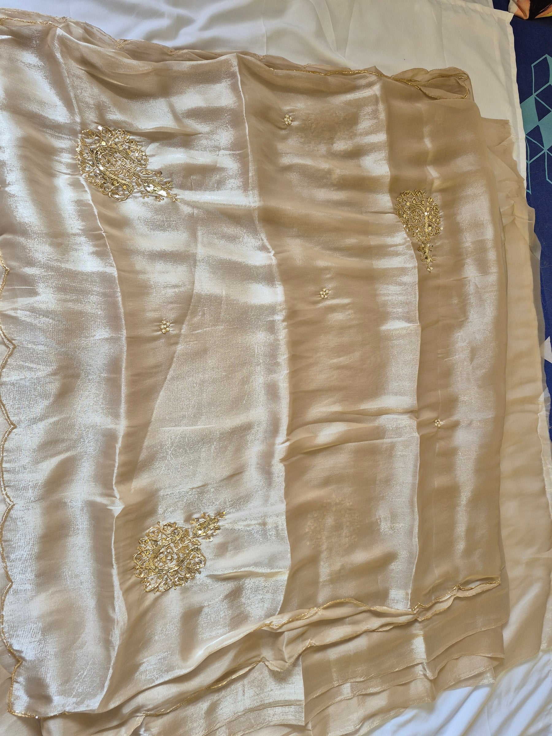Ivory Gold Tissue Silk Saree.