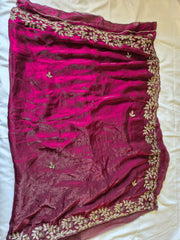 Wine Shimmer Fancy Saree.