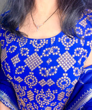 Royal Blue Gota-Embroidered Anarkali Set