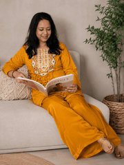 Mustard Yellow Embroidered Kurta Set