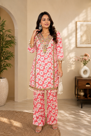 Cotton Mirror Work Co-ord Set with Matching Bottom