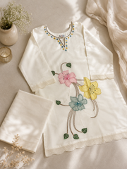 Premium Cotton White Embroidered Co-ord Set