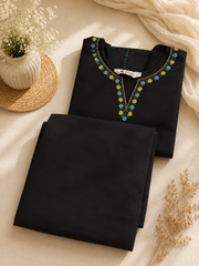 Premium Cotton Black Embroidered Co-ord Set