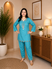 Turquoise Embellished Co-ord Set
