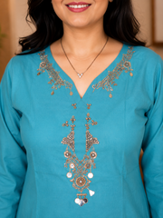 Turquoise Embellished Co-ord Set