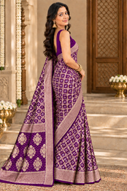 Purple Khaddi Georgette Banarasi Saree