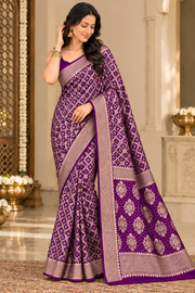 Purple Khaddi Georgette Banarasi Saree