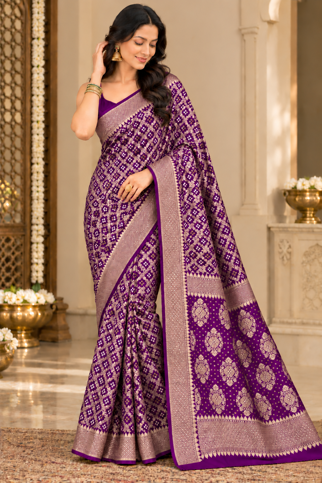 Purple Khaddi Georgette Banarasi Saree