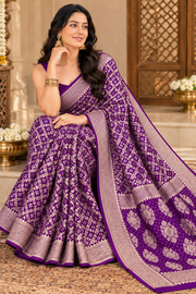 Purple Khaddi Georgette Banarasi Saree