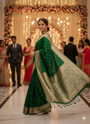 Green Mashru Katan Silk Saree tvisa
