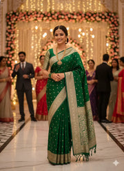 Green Mashru Katan Silk Saree tvisa