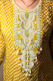 Lime Green Printed Kurta Set