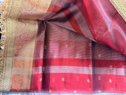 Classic Maroon & Gold Festive Tissue Silk Saree