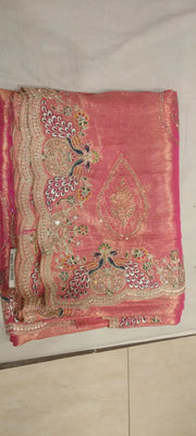 Pink Banarasi Silk Wedding Saree tvisa