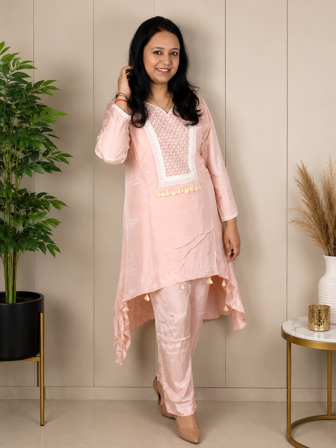 Blush Pink Shimmer Kurta Set