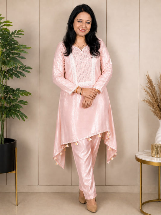 Blush Pink Shimmer Kurta Set