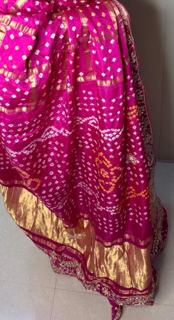 Pink Gajji Modal Silk Gharchola Saree with Handwork