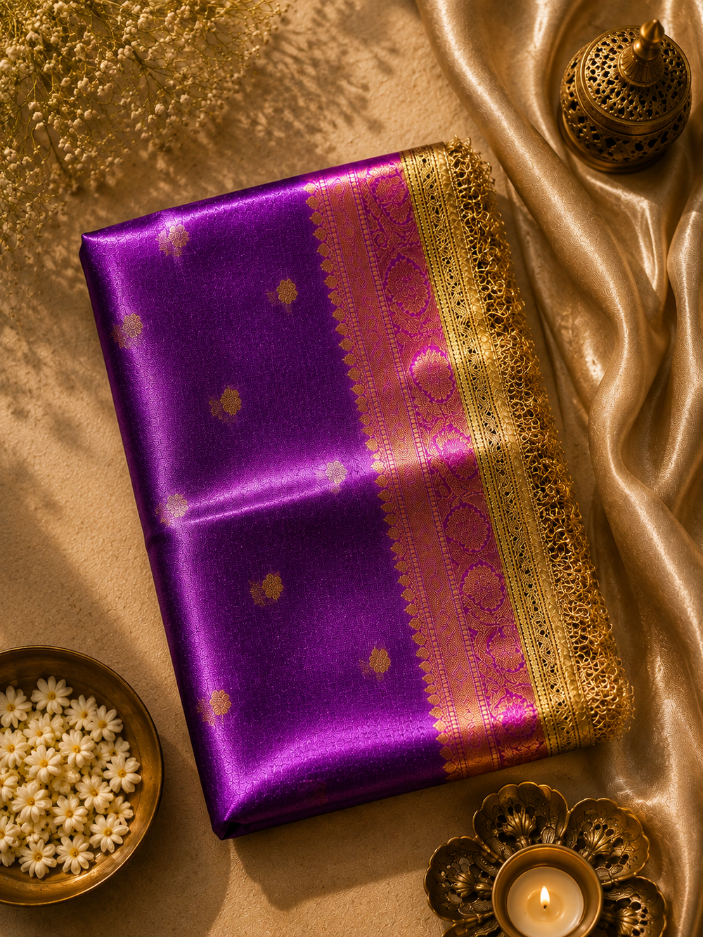 Royal Purple Tissue Silk Saree
