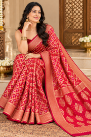 Red Khaddi Georgette Banarasi Saree
