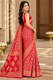Red Khaddi Georgette Banarasi Saree