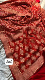 Red Khaddi Georgette Banarasi Saree