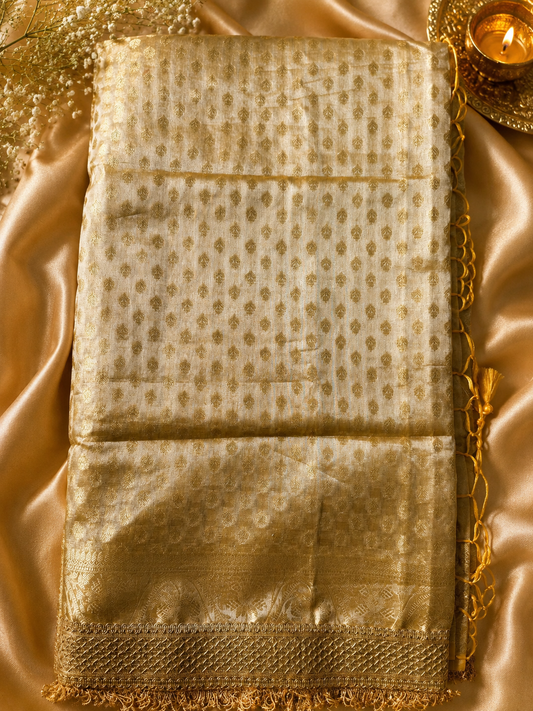 TVISA Gold Tissue Silk Saree for weddings and celebrations