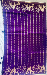 Regal Purple Saree with Bird Motifs tvisa