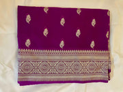 Pure Banarasi Khaddi Georgette Saree in Deep Purple with Gold Zari Motifs tvisa