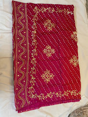 Red Bandhani Gota Patti Saree.