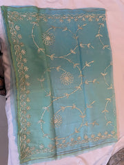 Turquoise Chiffon Gota Patti Saree.