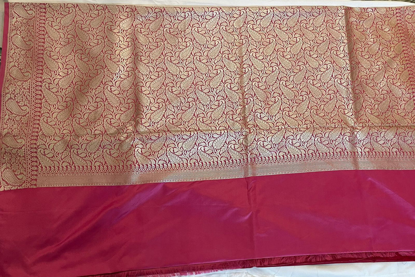 Plain Deep Red Pure Mashru Silk Saree with Zari Border tvisa