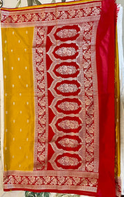 Mustard Pure Banarasi Mashru Silk Saree tvisa