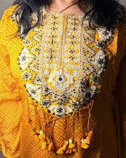 Mustard Yellow Embroidered Kurta Set