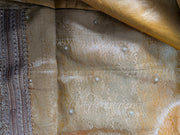Royal Yellow Tissue Silk Saree with Handwork & Pearl Detailing