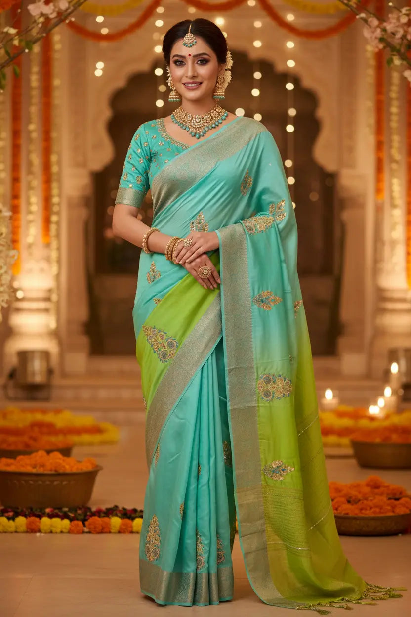 Dual-Tone Silk Saree