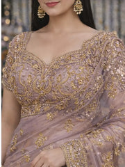 Lilac Heavy Embellished Saree with Designer Blouse tvisa