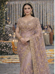 Lilac Heavy Embellished Saree with Designer Blouse tvisa
